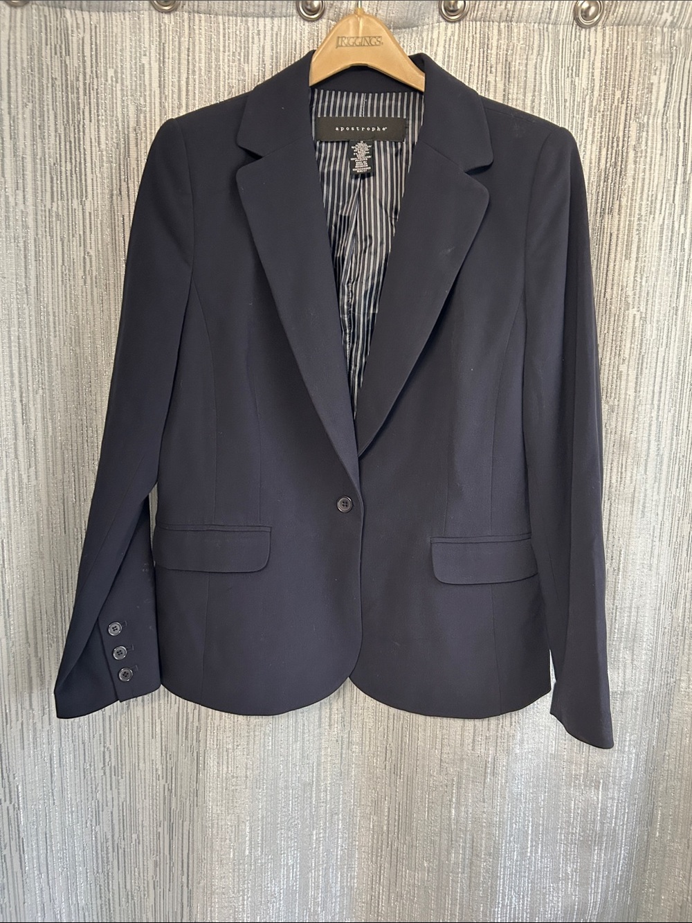 Apostrophe Women's Navy Single-Button Notch Lapel Blazer